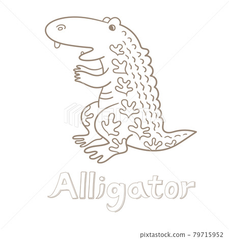 Alligator. Vector illustration. Alphabet card. Cute cartoon animal card. Alligator. Vector illustration. Alphabet card. Cute cartoon animal card. 79715952