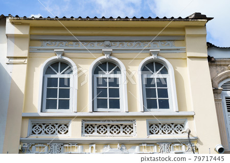 Phuket old town with Building Sino Portuguese architecture at Phuket Old Town area Phuket, Thailand. 79717445