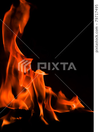 Red blaze Fire flame on a black background 79717495