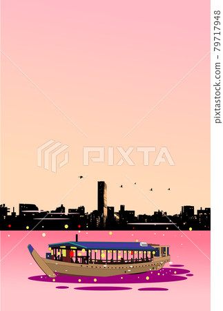 City evening view and houseboat City evening view and houseboat 79717948