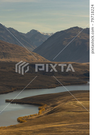 Observatory signature view of mt. John show top view of lake alexandrina and tekapo lake landscape 79718224