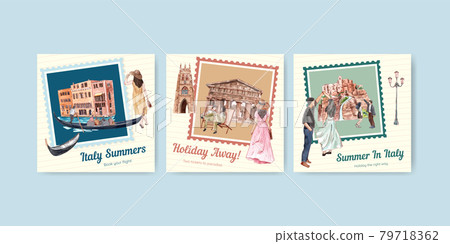Banner template with Italy summer holiday concept,watercolor style 79718362