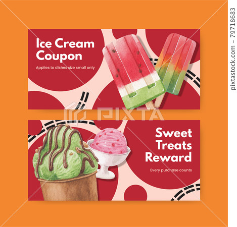 Voucher template with ice cream flavor concept,watercolor style 79718683