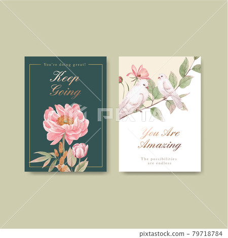 Card template with cottagecore flowers concept,watercolor style Card template with cottagecore flowers concept,watercolor style 79718784