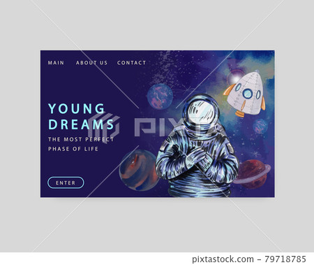 Website template with international youth day concept,watercolor style Website template with international youth day concept,watercolor style 79718785