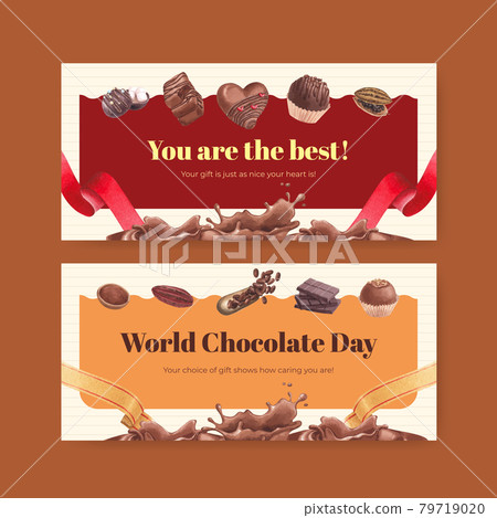 Gift card template with world chocolate day... - Stock Illustration ...