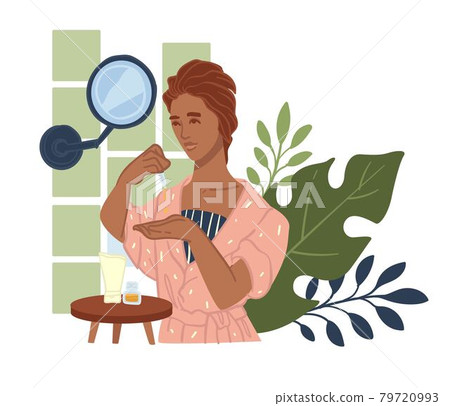 Woman applying serum for skin, facial cosmetics 79720993