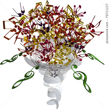 Bouquet of musical notes, 6 colors, glass, front, cutout 79721227