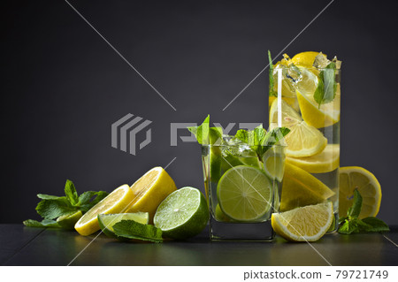 Cocktail with citrus and peppermint. 79721749