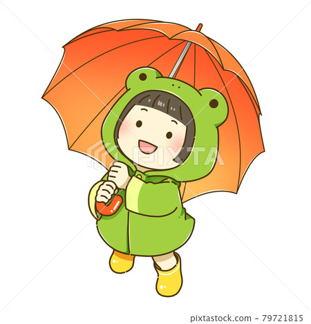 穿著河童的女孩撐著傘仰望天空 79721815