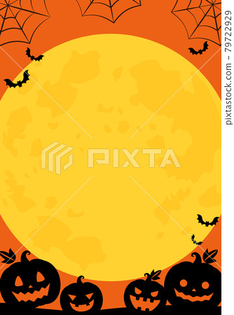 Halloween full moon and pumpkin lantern vector illustration frame background Halloween full moon and pumpkin lantern vector illustration frame background 79722929