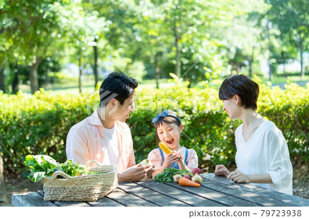 Family farming experience Parent-child family image 79723938