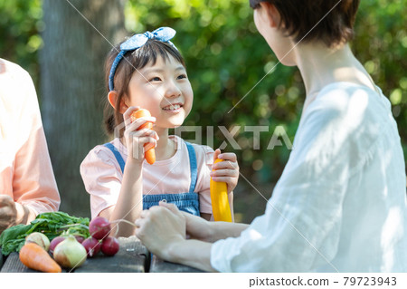 家庭農業體驗親子家庭形象 79723943