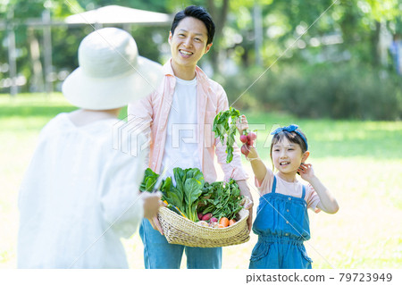 Family farming experience Parent-child family image 79723949