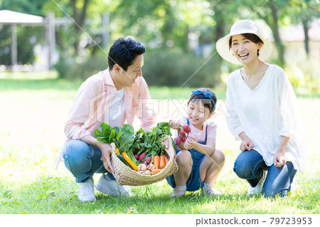Family farming experience Parent-child family image 79723953