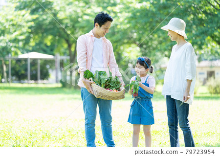Family farming experience Parent-child family image 79723954