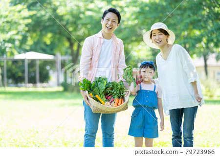 Family farming experience Parent-child family image 79723966