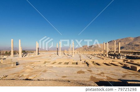 Apadana palace in Persepolis, The Gate of All Nations in background. Greatest palace built on the western side of Persepolis by Darius the Great. Apadana palace in Persepolis, The Gate of All Nations in background. Greatest palace built on the western side of Persepolis by Darius the Great. 79725298