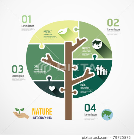ECO Tree shape jigsaw banner. Concept Design infographic Template vector illustration 79725875