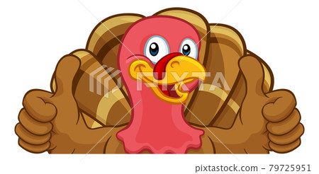 Turkey Thanksgiving or Christmas Cartoon Character 79725951