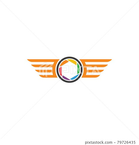 camera shutter and wings icon and logo of drone concept illustration 79726435