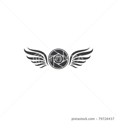 camera shutter and wings icon and logo of drone concept illustration 79726437