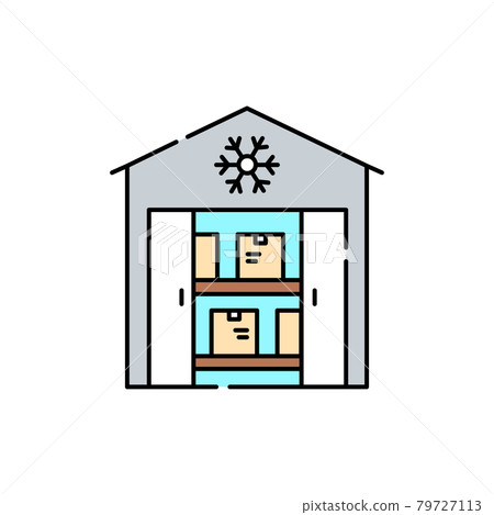 Refrigeration warehouse olor line icon. Pictogram for web page, mobile app Refrigeration warehouse olor line icon. Pictogram for web page, mobile app 79727113
