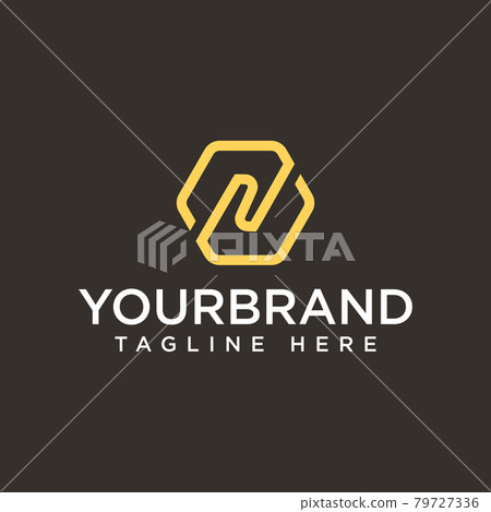 Luxury letter N logo design hexagon monogram minimalist 79727336