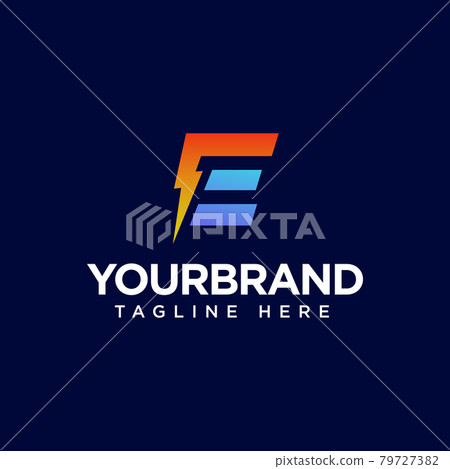 Letter E Logo Design With Lighting. Electric Logo Vector Illustration. Letter E Logo Design With Lighting. Electric Logo Vector Illustration. 79727382
