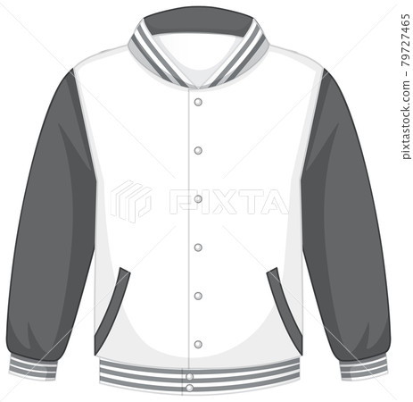 Front of basic white grey bomber jacket isolated 79727465