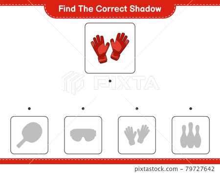 Find the correct shadow. Find and match the correct shadow of Goalkeeper Gloves. Educational children game, printable worksheet, vector illustration Find the correct shadow. Find and match the correct shadow of Goalkeeper Gloves. Educational children game, printable worksheet, vector illustration 79727642