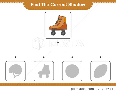 Find the correct shadow. Find and match the correct shadow of Roller Skate. Educational children game, printable worksheet, vector illustration Find the correct shadow. Find and match the correct shadow of Roller Skate. Educational children game, printable worksheet, vector illustration 79727643