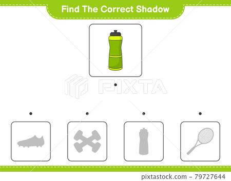 Find the correct shadow. Find and match the correct shadow of Sport Water Bottle. Educational children game, printable worksheet, vector illustration 79727644