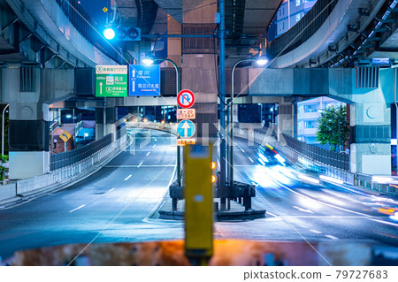 Hakozaki Junction, Metropolitan Expressway, Expressway, Architecture, Road, Traffic Lights, Cars, Afternoon, Late Night, Summer, Chuo Ward, Tokyo 79727683