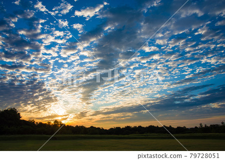 Morning scenery with "altocumulus" 79728051