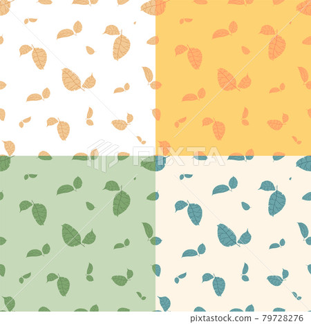 set of seamless patterns with doodle apple tree leaves. Ornament for decoration and printing on fabric. Design element. Vector set of seamless patterns with doodle apple tree leaves. Ornament for decoration and printing on fabric. Design element. Vector 79728276