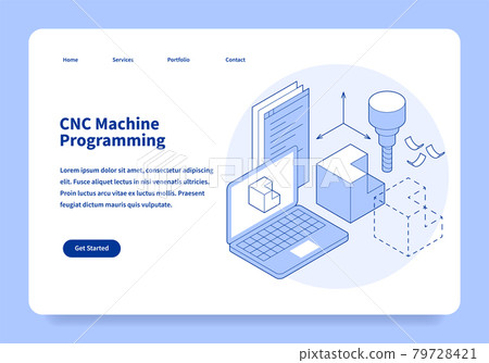 CNC Machine Programming Landing Page Concept CNC Machine Programming Landing Page Concept 79728421