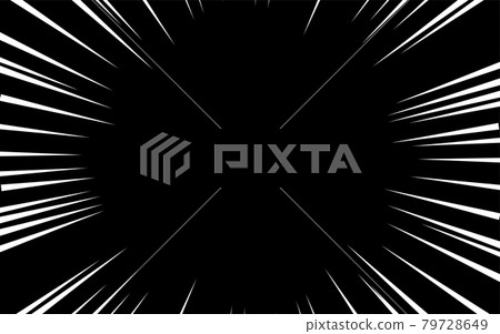 黑色背景上的白色集中線（效果線） 79728649