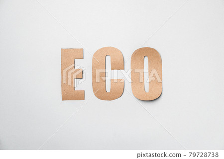 Word Eco cut out of craft recycled paper Word Eco cut out of craft recycled paper 79728738