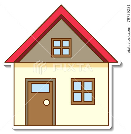 A sticker template with mini house isolated 79729281