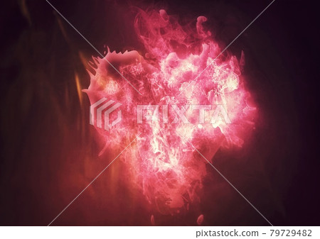 燃燒的心形火焰的插圖 燃燒的心形火焰的插圖 79729482