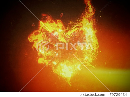 Illustration of a burning heart-shaped flame Illustration of a burning heart-shaped flame 79729484