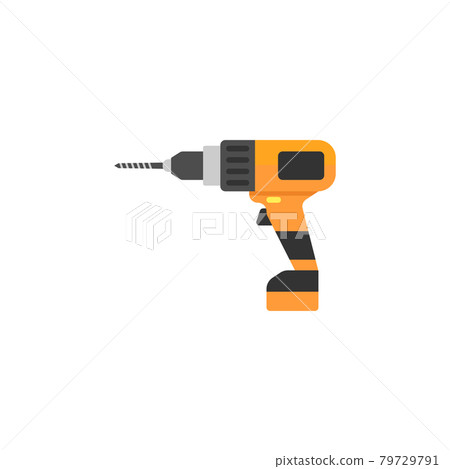 Electric drill line icon, build repair Electric drill line icon, build repair 79729791