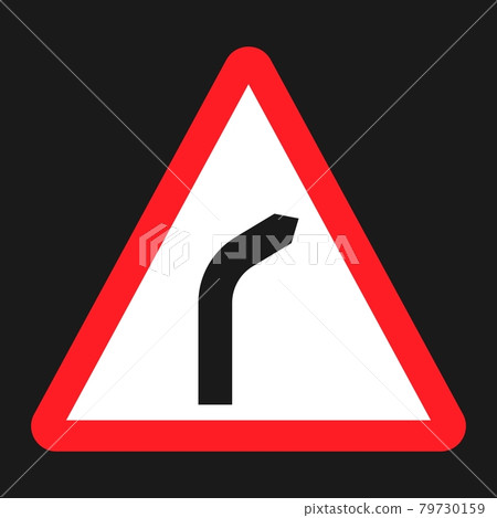 Bend to right warning sign flat icon 79730159