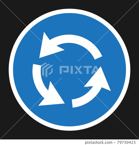 Roundabout Circulation sign flat icon Roundabout Circulation sign flat icon 79730423