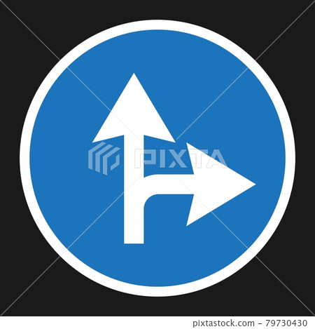 Compulsory ahead or right sign flat icon Compulsory ahead or right sign flat icon 79730430