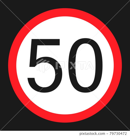 Maximum speed limit 50 flat icon 79730472