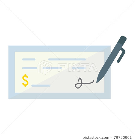 Bank check flat icon, business and finance, pen Bank check flat icon, business and finance, pen 79730901