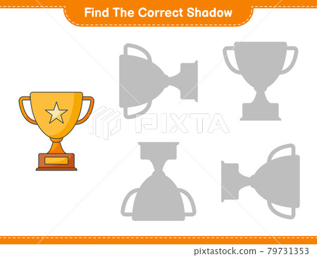 Find the correct shadow. Find and match the correct shadow of Trophy. Educational children game, printable worksheet, vector illustration Find the correct shadow. Find and match the correct shadow of Trophy. Educational children game, printable worksheet, vector illustration 79731353