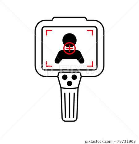 Thermal camera. Body temperature checks by infrared thermographic camera. Thermal Imaging Systems. Scan people's temperature. Detection of coronavirus. Measurement of fever. Vector Thermal camera. Body temperature checks by infrared thermographic camera. Thermal Imaging Systems. Scan people's temperature. Detection of coronavirus. Measurement of fever. Vector 79731902